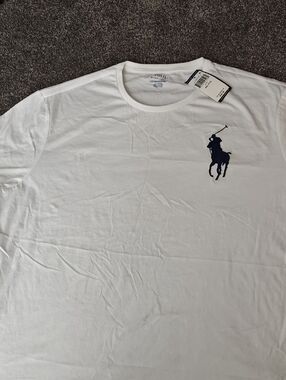 Polo by Ralph Lauren White Short Sleeve Tee with Navy Logo